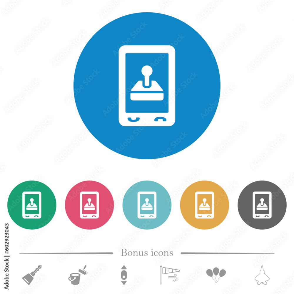 Mobile gaming flat round icons Mobile gaming flat round icons