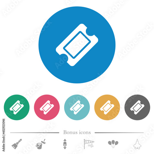Single ticket flat round icons