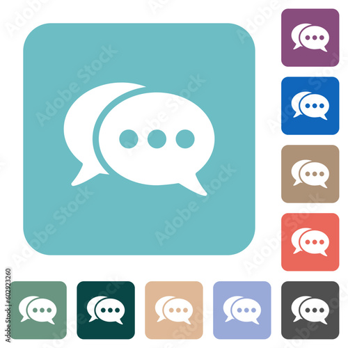 Two oval active chat bubbles solid rounded square flat icons