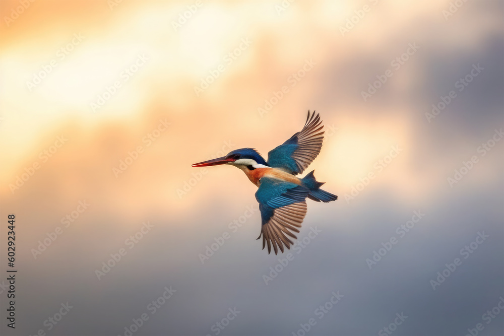 Obraz premium Javan kingfisher flying on background