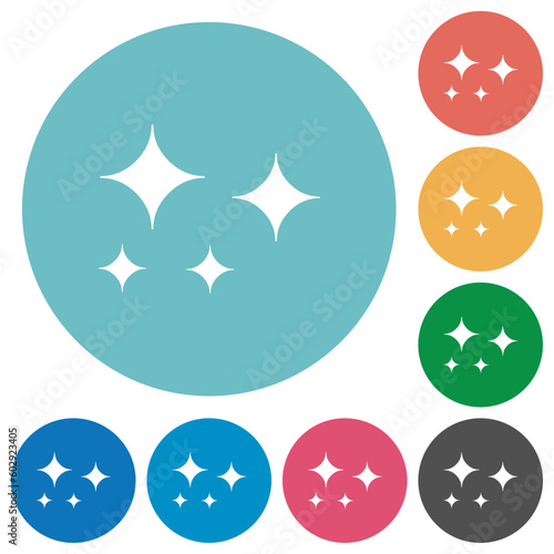 Glare stars solid flat round icons