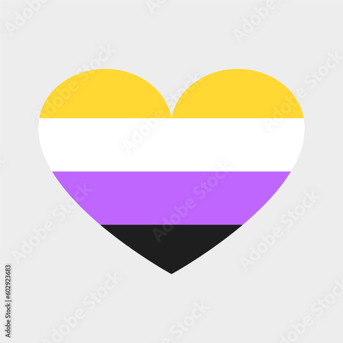 Vector heart in LGBT+ colors. Four horizontal stripes, non-binary flag colors, tolerance.