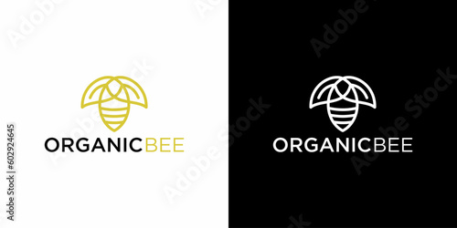 bee organic outline logo design vector eps 10.