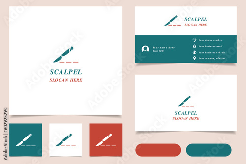 Scalpel logo design with editable slogan. Branding book and business card template.