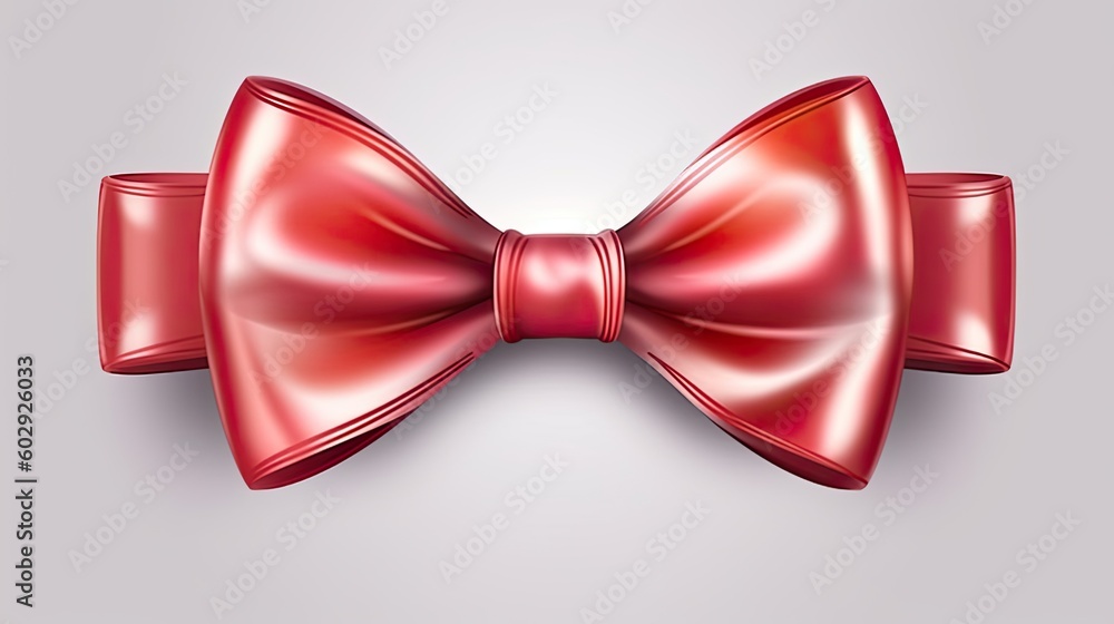 Decorative red bow with horizontal red ribbon. Generative AI Decorative red bow with horizontal red ribbon. Generative AI