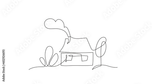 House in continuous line art drawing style vector illustration