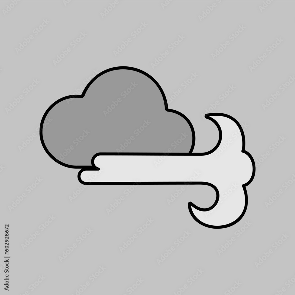 Cloudy and wind vector icon. Weather sign