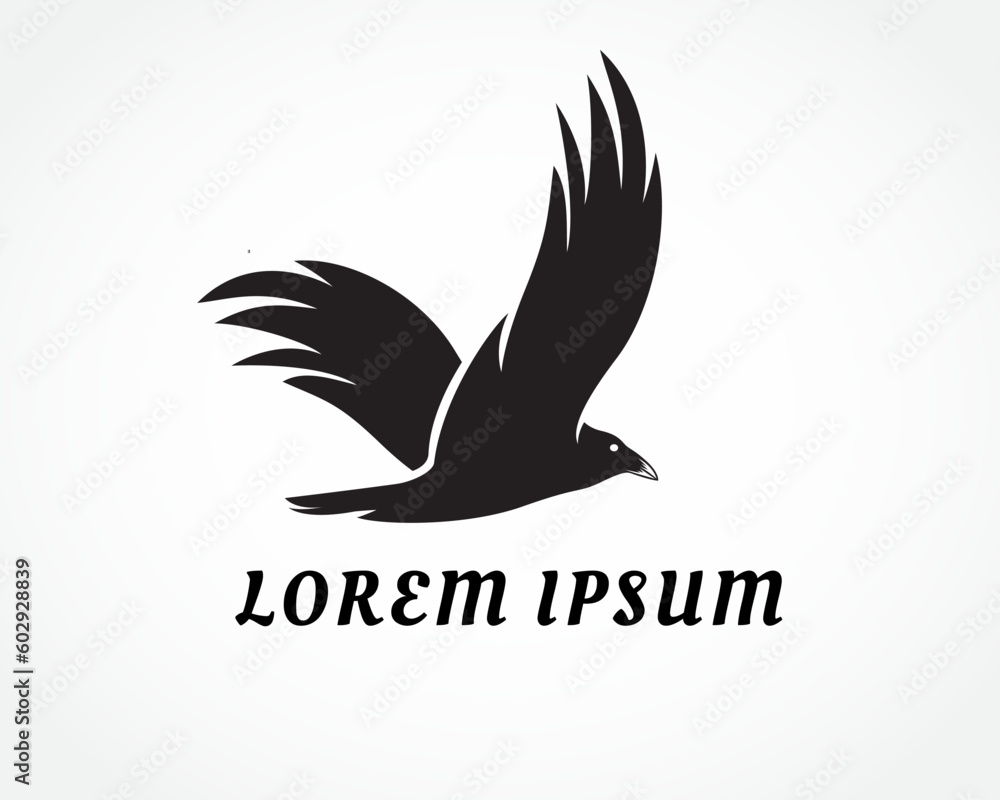 Fototapeta premium elegant flying freedom silhouette raven bird logo symbol design template illustration inspiration
