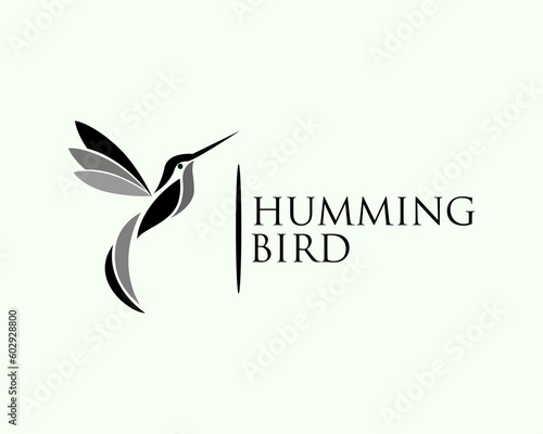 simple black white flying abstract hummingbird logo icon symbol design template illustration inspiration
