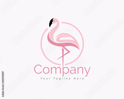 abstract stand flamingo background line circle logo template illustration inspiration