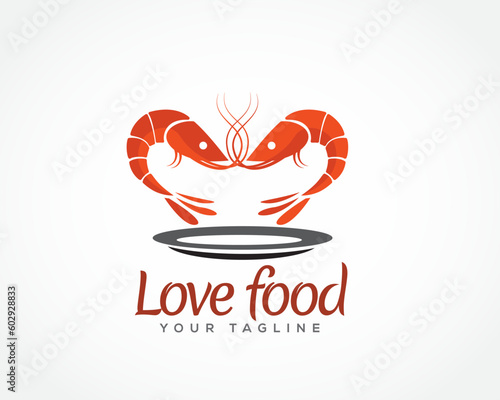 prawn shrimp jump at dish sea food logo icon symbol design template illustration inspiration