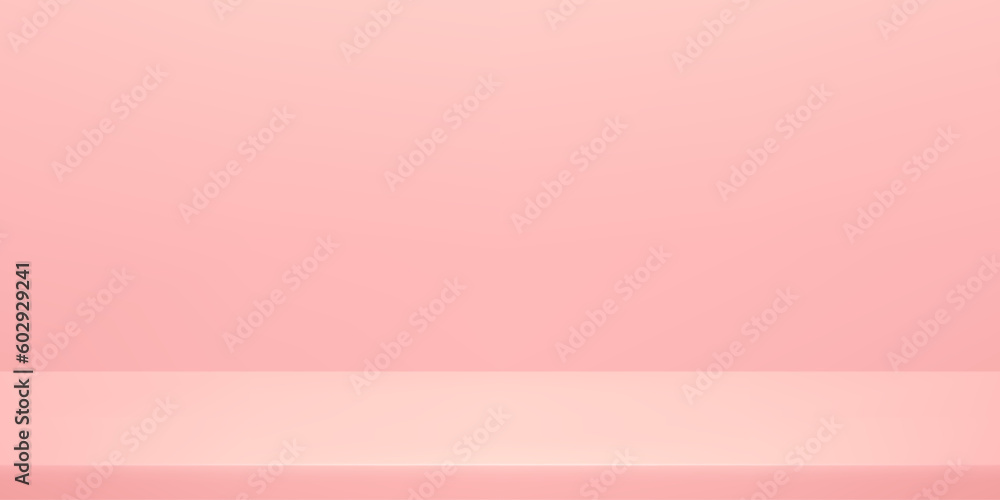 Pink background. Space for displaying products. Room in the 3d. Vector illustration.