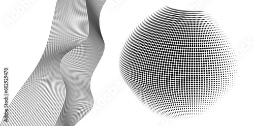 Set Design elements  - Halftone dot pattern on white background. Vector illustration eps 10 frame with black abstract random dots for technology, big data theme, grunge cover page about hi-tech, IT.