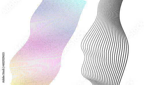 Set Abstract lines colors design element on white background of waves. Vector Illustration eps 10 for grunge elegant business card, print brochure, flyer, banners, cover book, label, fabric