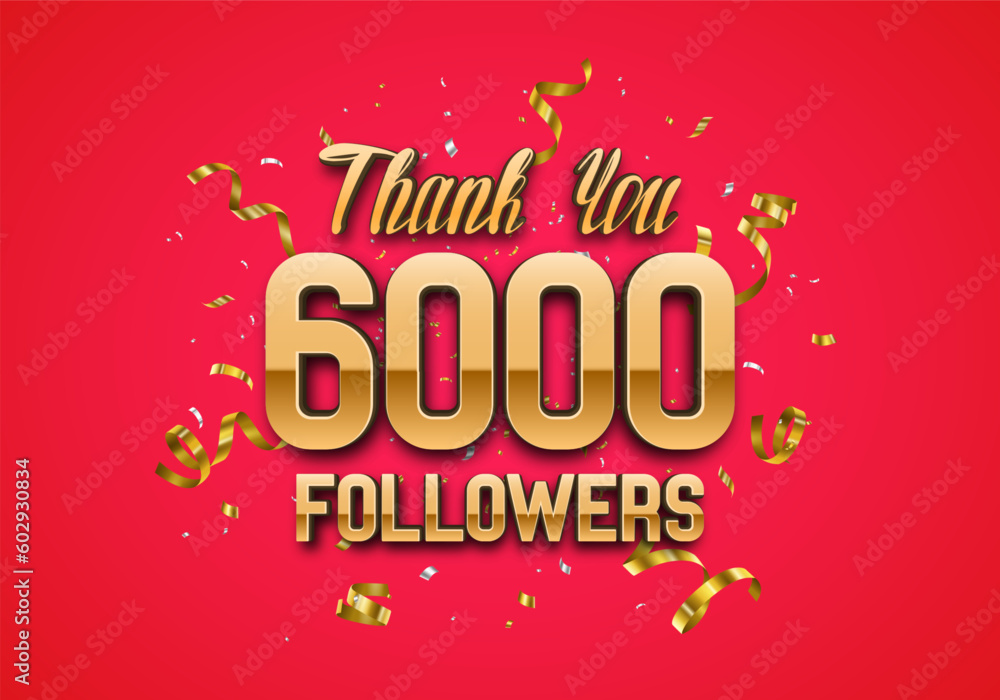 6000 followers. Poster for social network and followers. Vector template for your design.