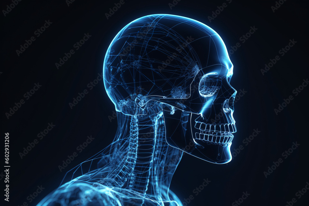 X-ray of human skull, Generative Ai X-ray of human skull, Generative Ai