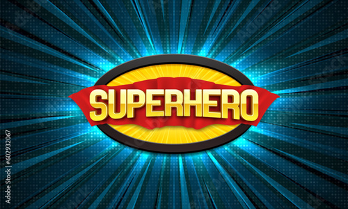 Superhero logo on bright background. Vector illustration.