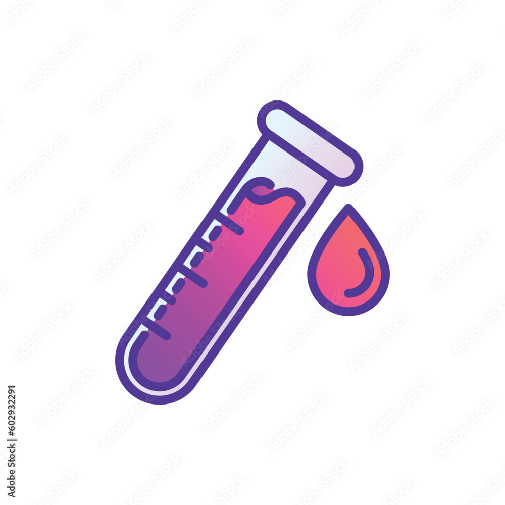Blood test thin line icon. Test tube with a drop of blood. Laboratory analysis or medical research. Vector illustration. Blood test thin line icon. Test tube with a drop of blood. Laboratory analysis or medical research. Vector illustration.