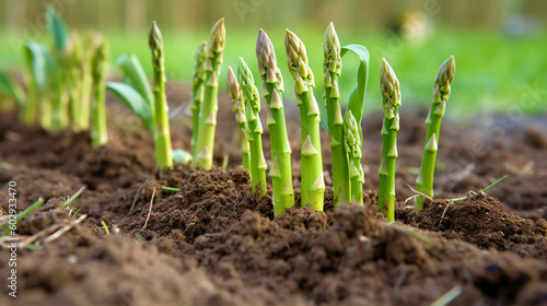 european asparagus on a farmland, generative ai photo