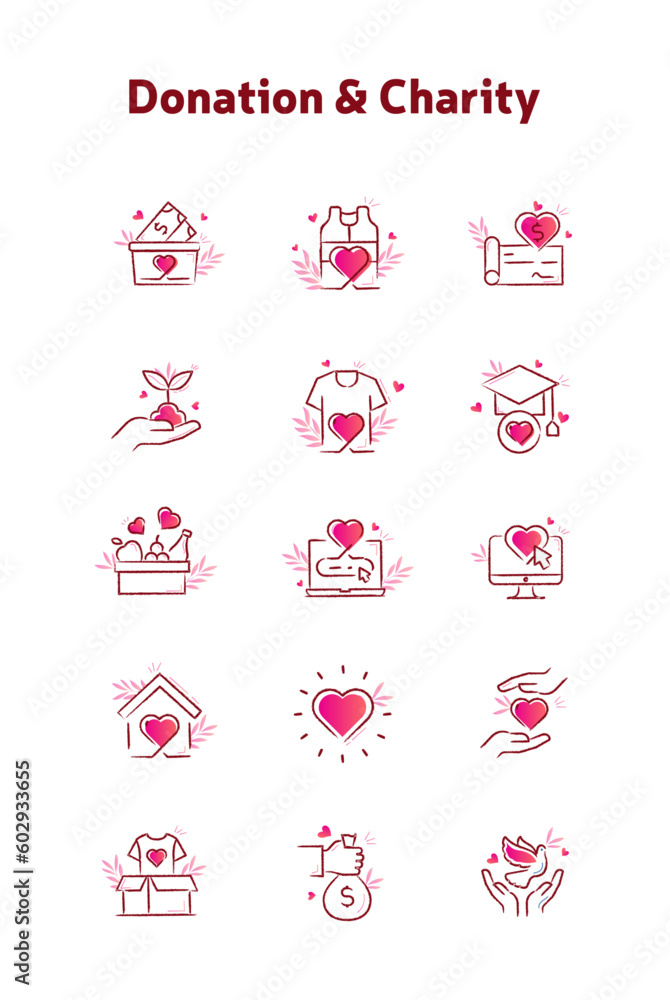 Obraz premium Charity and Donations: Vector Illustration Bundle for Giving, Philanthropy, and Non-Profit Organizations.