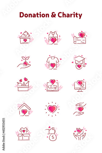 Charity and Donations: Vector Illustration Bundle for Giving, Philanthropy, and Non-Profit Organizations.