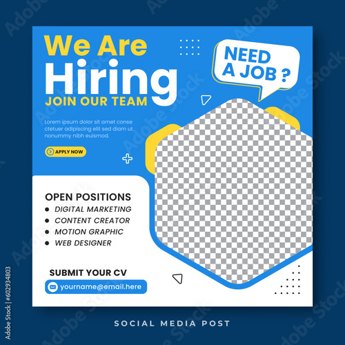 We are hiring. Staffing & recruiting social media post template