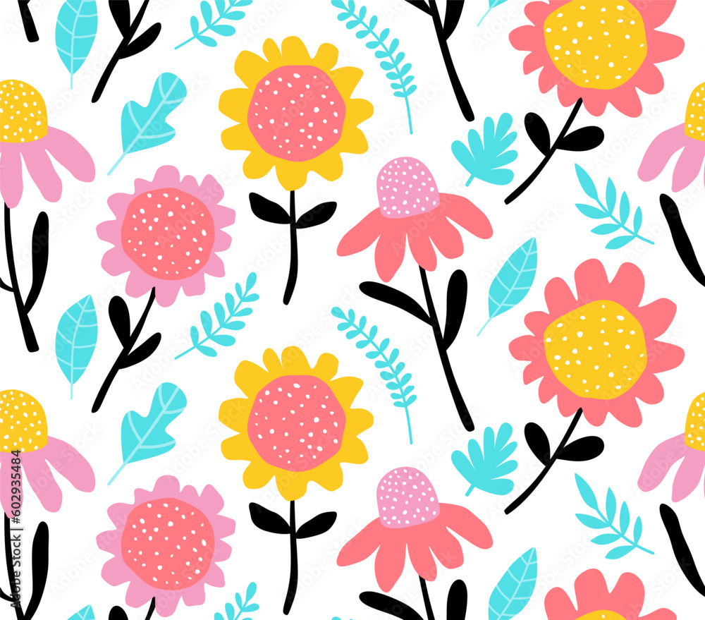 floral seamless pattern with cute flower.