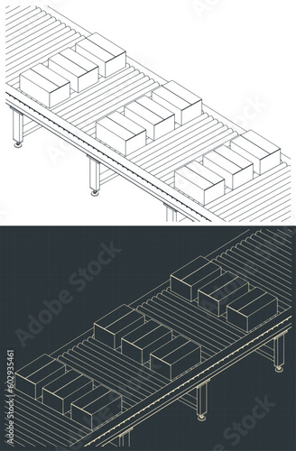 Conveyor for warehouses isometric drawings