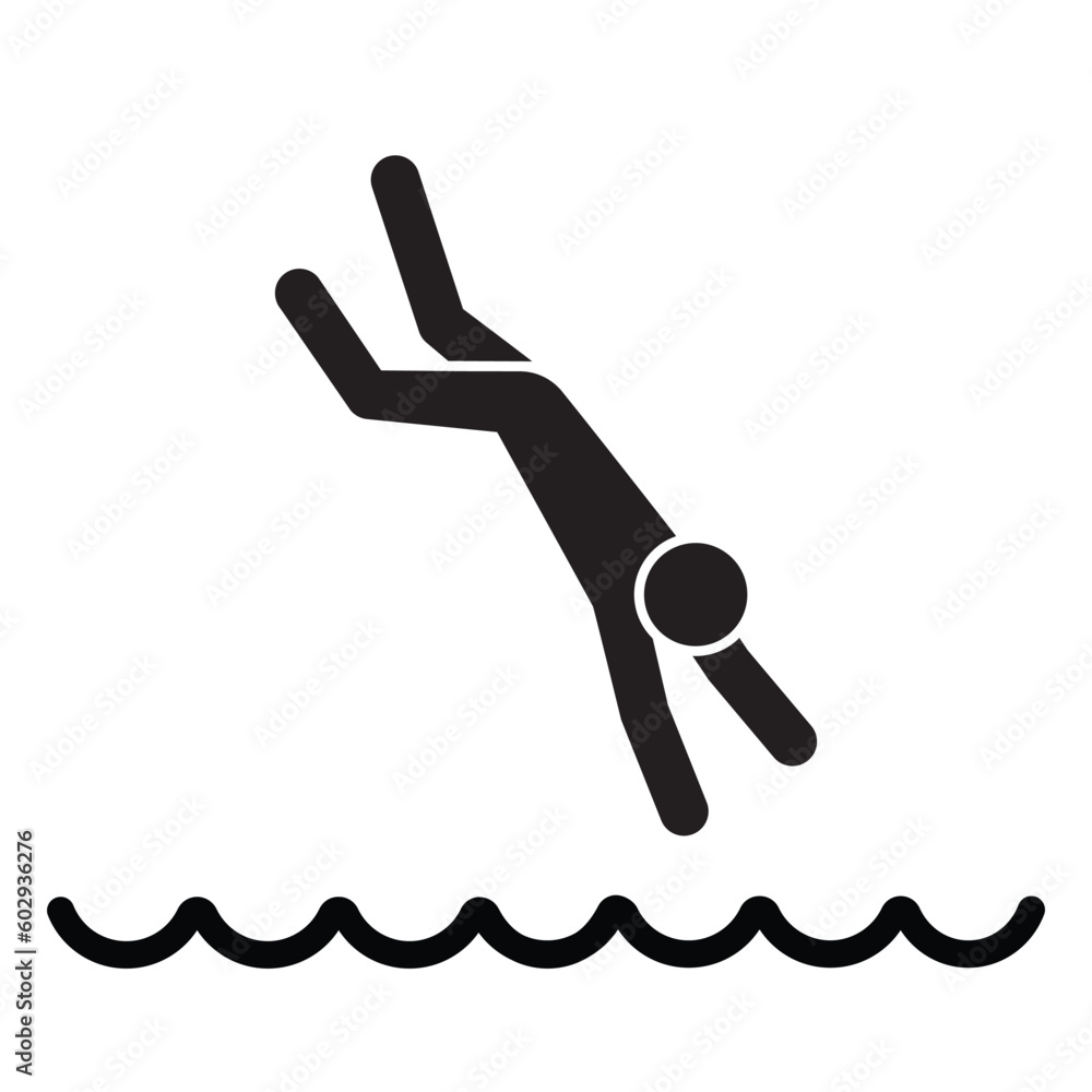Obraz premium man jumping or diving icon, vector illustration 
