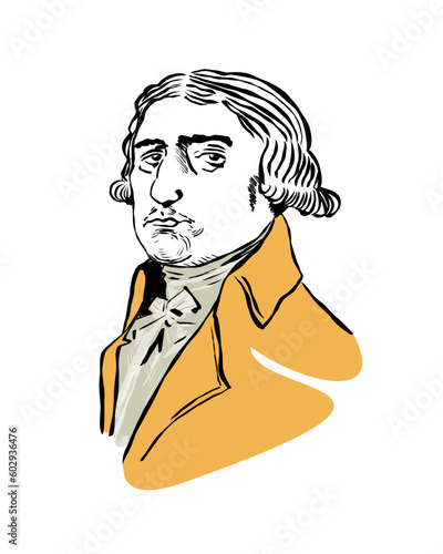 vector stock image portrait of Antonio Salieri, buste, vector drawing - vector illustration isolated on transparent background