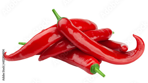 red hot chili peppers isolated on white background, full depth of field © grey