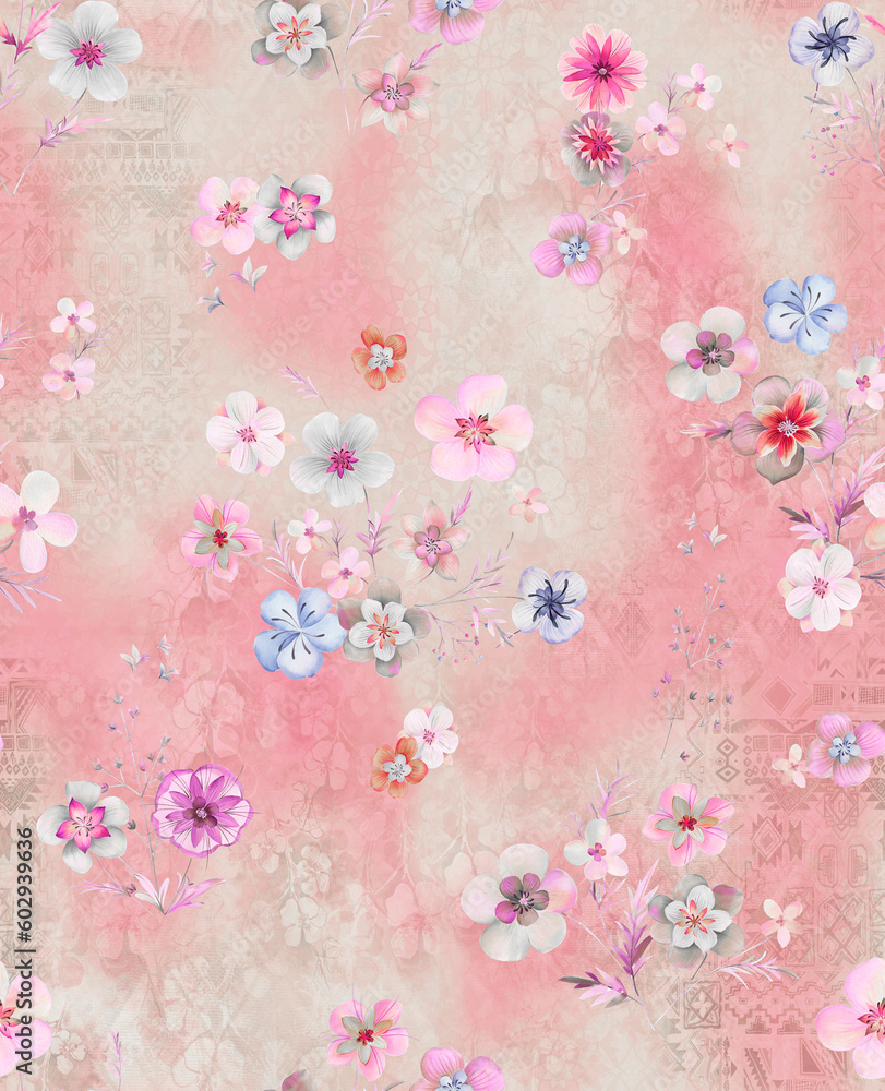 colourful all over printable file for kurti and wallpaper with