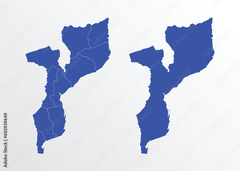 Fototapeta premium Mozambique map vector illustration. blue color on white background