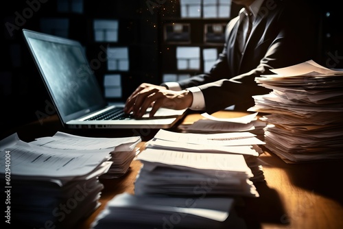 Document management, business man office (Ai generated)