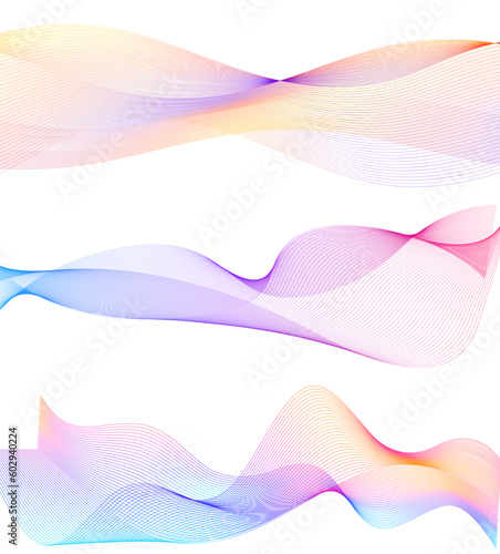 Set Abstract lines colors design element on white background of waves. Vector Illustration eps 10 for grunge elegant business card, print brochure, flyer, banners, cover book, label, fabric