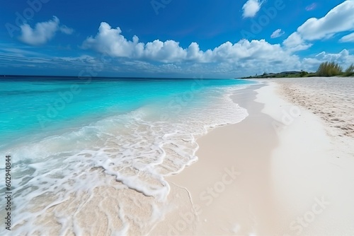 Sand beach, beautiful ocean landscape (Ai generated)