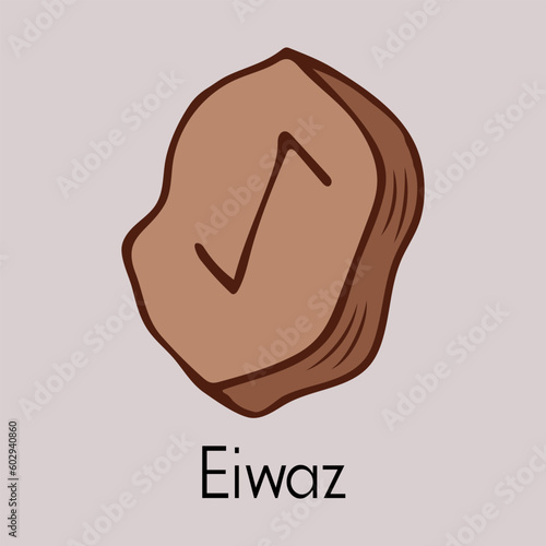 Rune Eiwaz. Scandinavian runes. Runes senior futarka. Magic, religious symbols. Wood runes on a white background.
