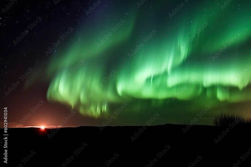 Aurora, natural phenomena landscape (Ai generated)
