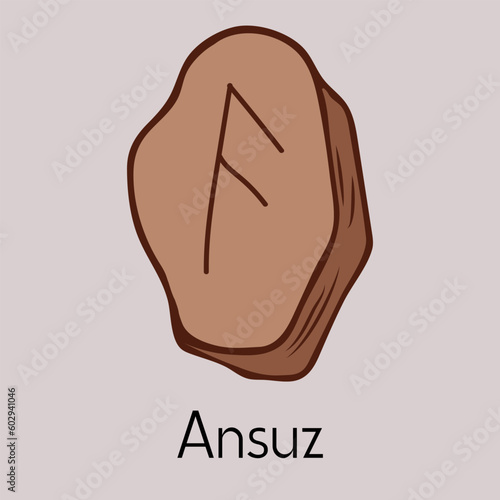 Rune Ansuz.Ancient Scandinavian runes.Runes senior futarka.Magic, ceremonies, religious symbols.Predictions and amulets.