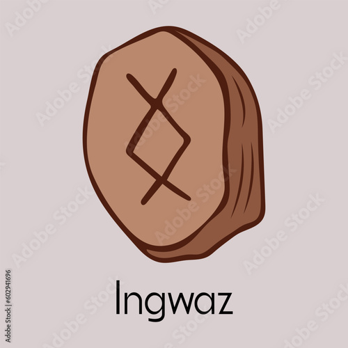 Rune Ingwaz.Ancient Scandinavian runes.Runes senior futarka.Magic,ceremonies,religious symbols.Predictions and amulets