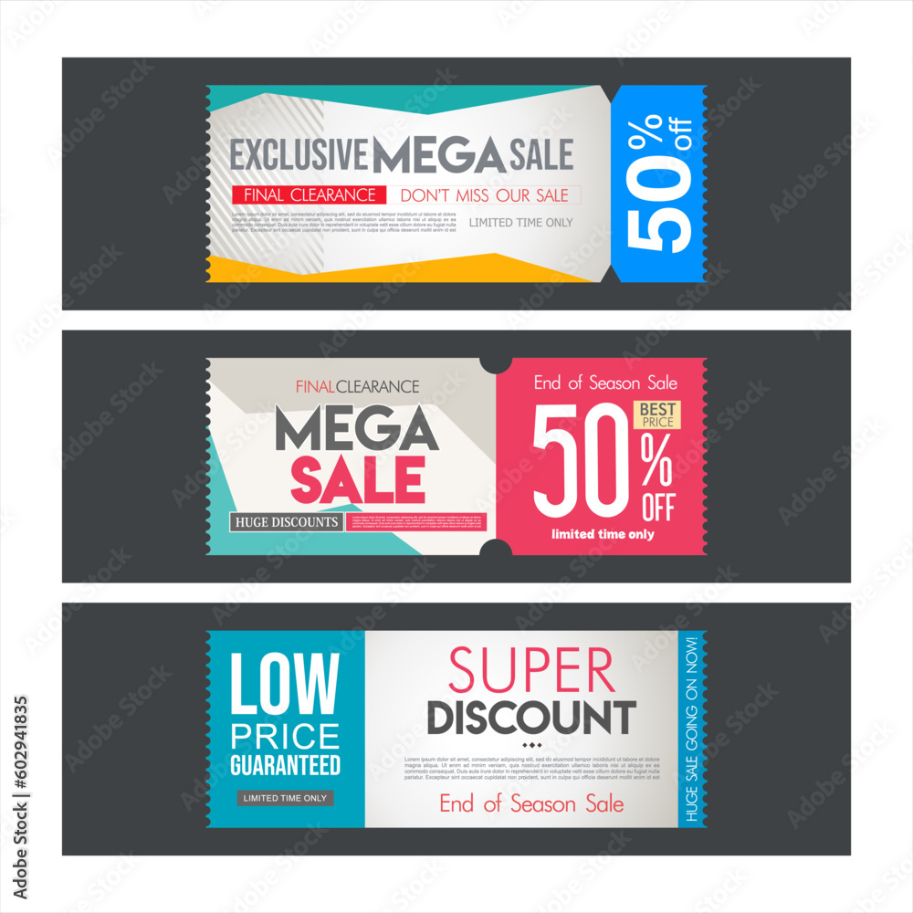 Collection of coupon promotion sale and super sale coupon discount 
