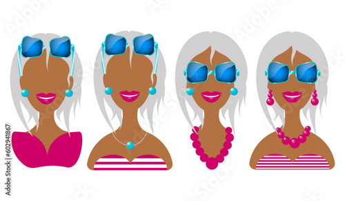 tanned woman with silver-hair in glasses
