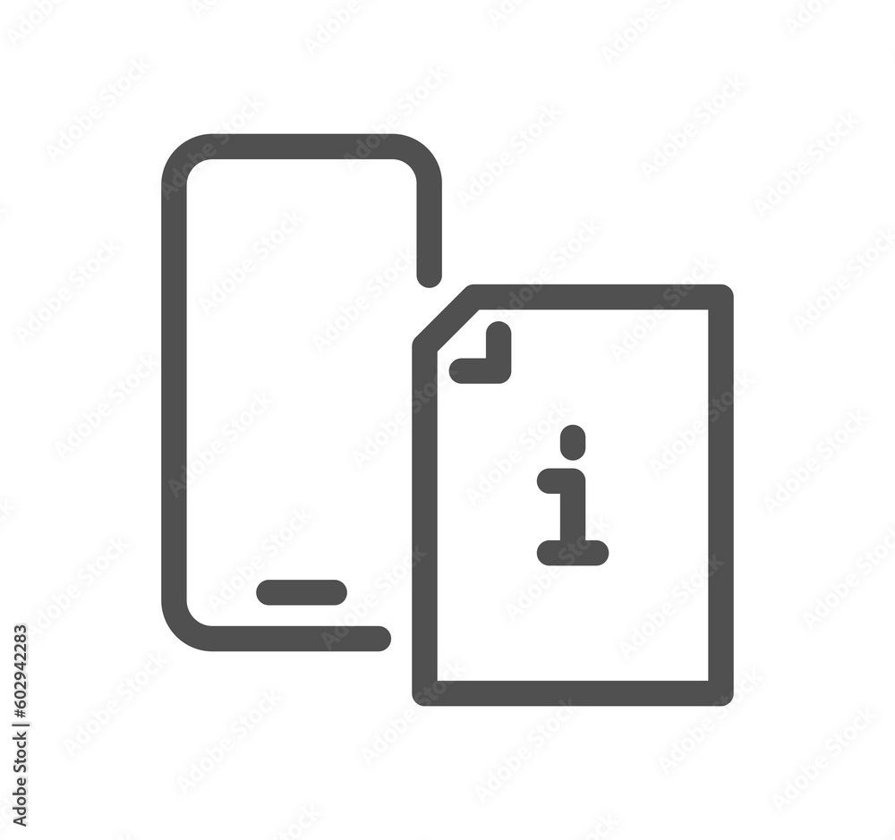 Info and help desk icon outline and linear symbol.	
