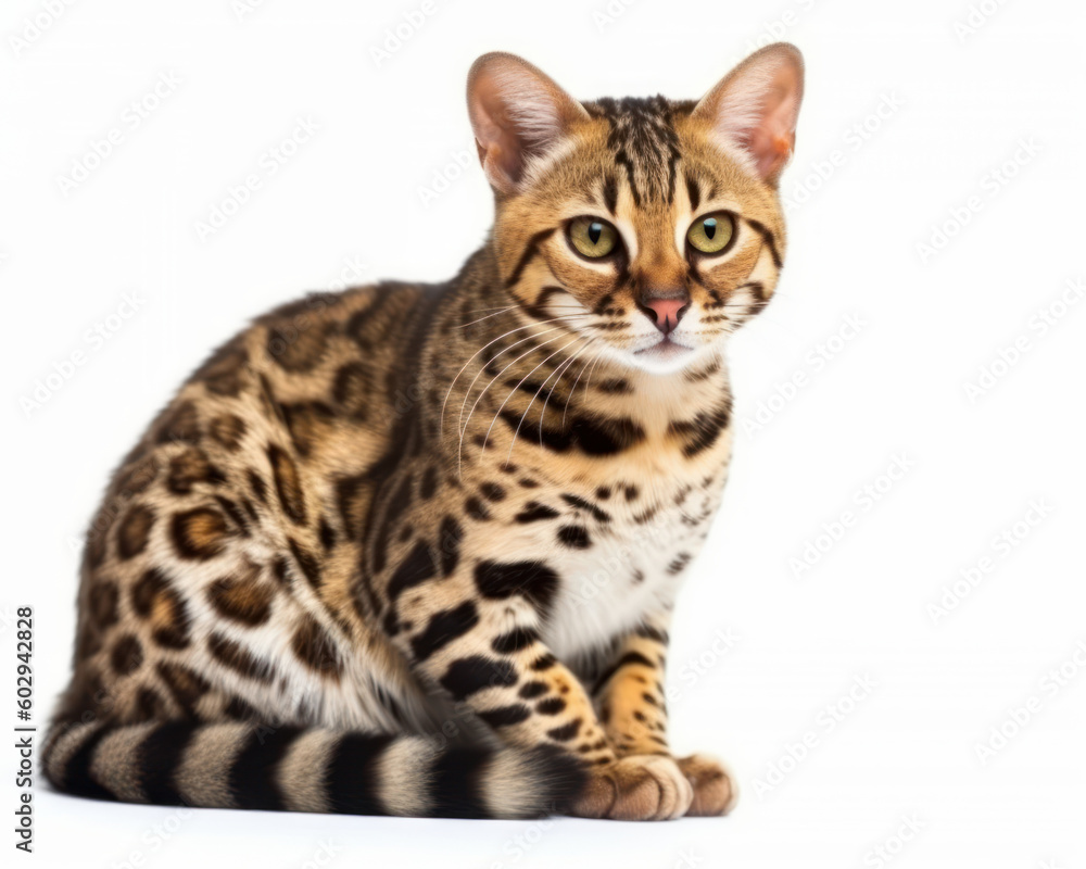 photo of leopard cat isolated on white background. Generative AI photo of leopard cat isolated on white background. Generative AI