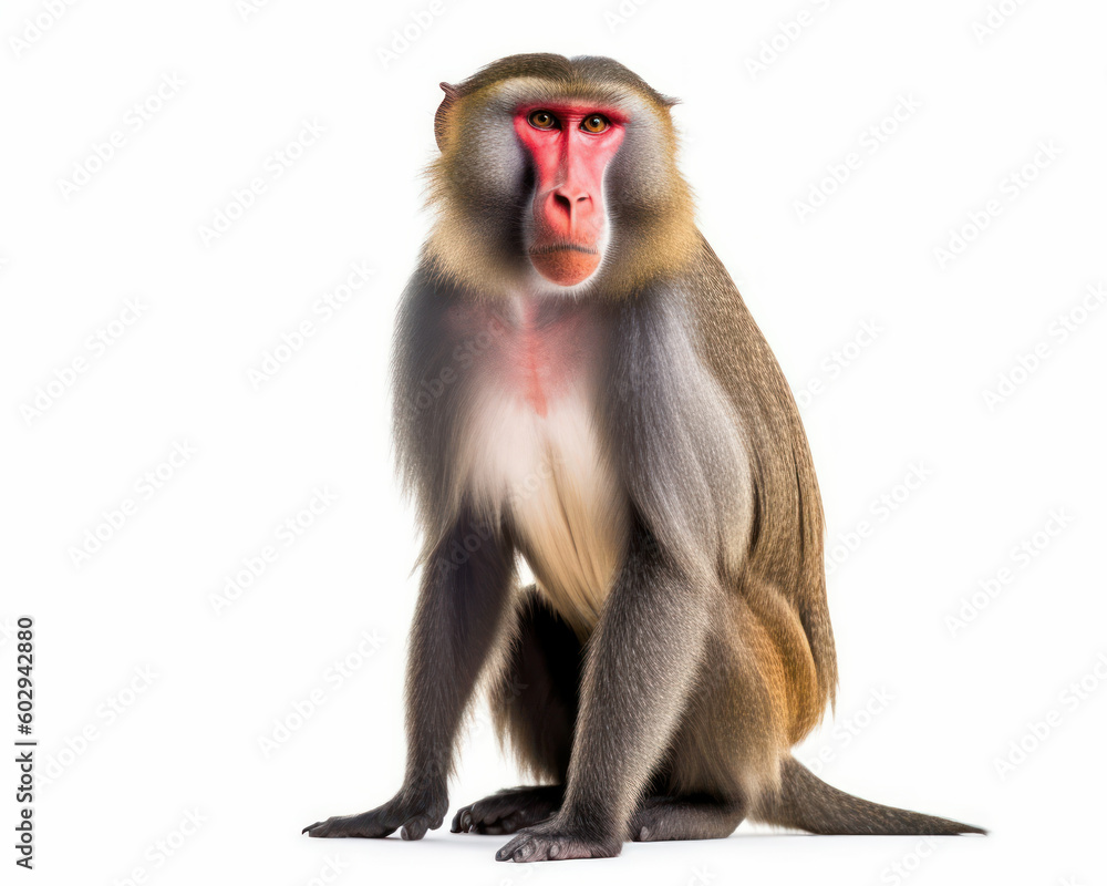 Obraz premium photo of mandrill isolated on white background. Generative AI