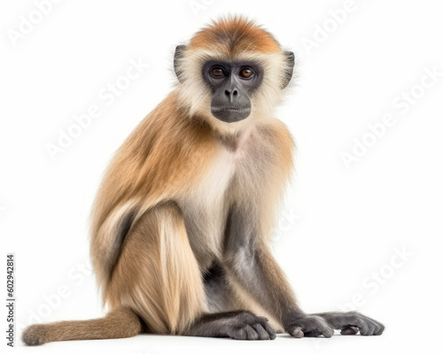 photo of langur isolated on white background. Generative AI photo