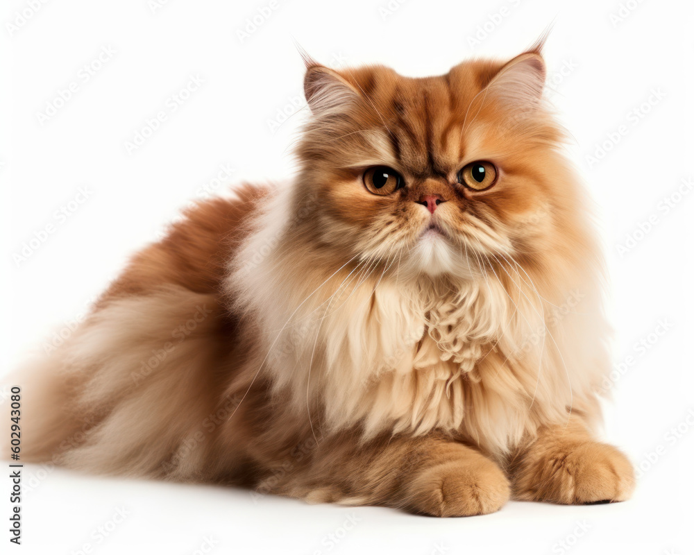 photo of Persian cat isolated on white background. Generative AI