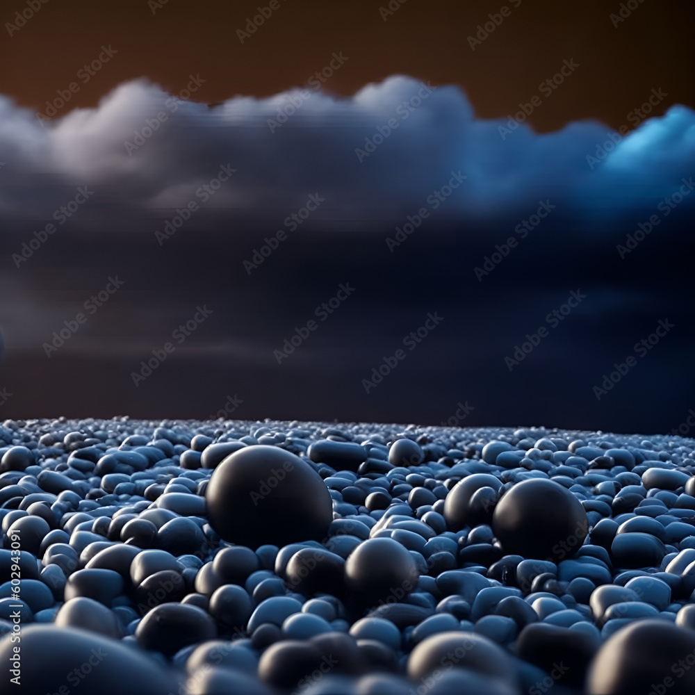 Obraz premium stones on the beach - dark blue background - abstract background - Generative AI