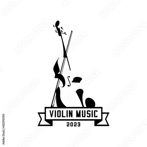 violin logo vector on white background, violin silhouette