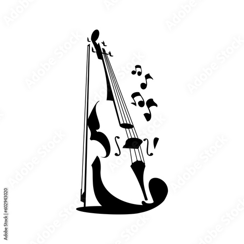 violin logo vector on white background, violin silhouette
